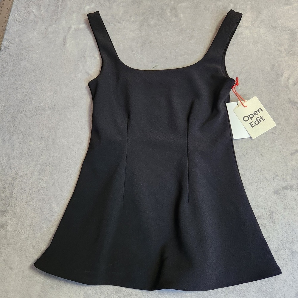 New Open Edit Black Scoop Neck Tank Top XXS 2XS Women's NWT Nordstrom